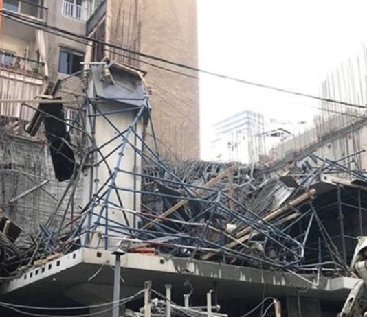 سقوط مبنى قيد الإنشاء في الأشرفية